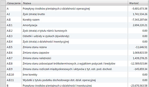 Cash Flow System Przykład wariantu dla PSR, Rachunek wyników wersja porównawcza
